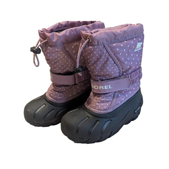 Sorel Purple Polka Dot Winter Snow Girls US Size12 Boots w Inserts - Picture 1 of 5